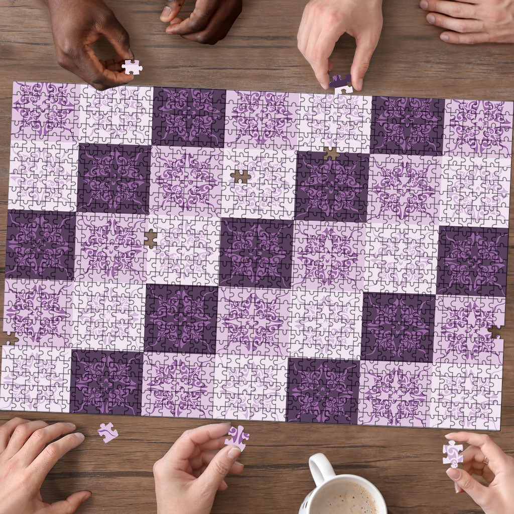 Lavender Manta Ray Hawaiian Quilt Motif Puzzle