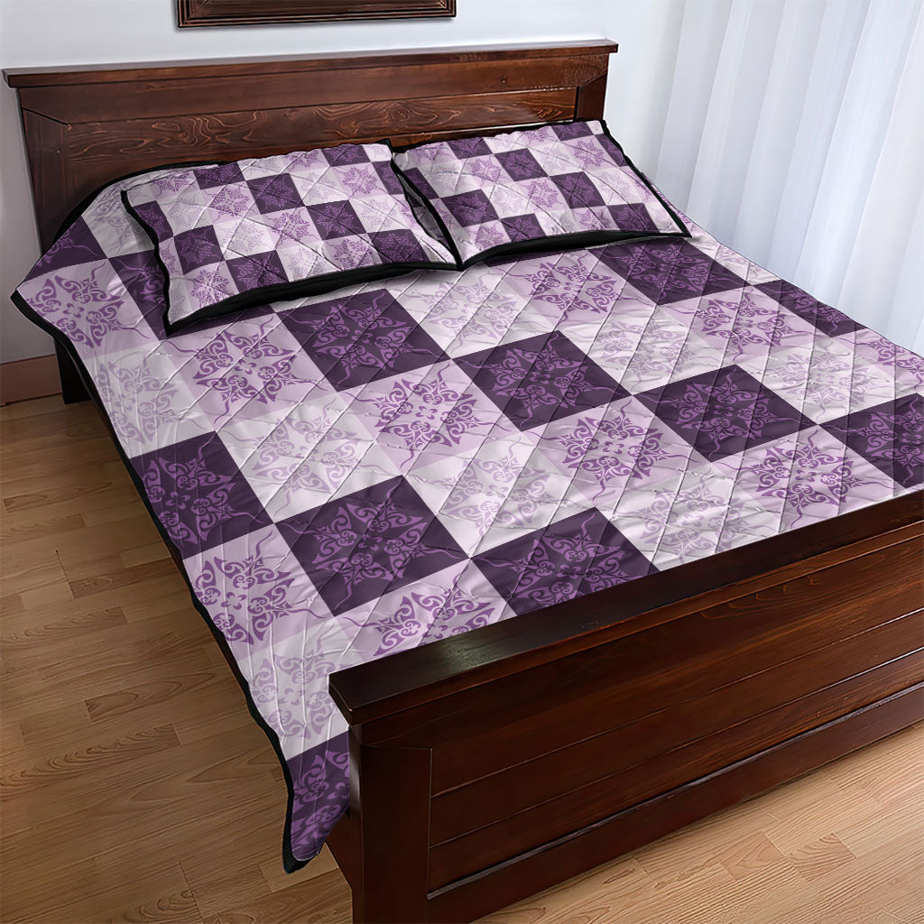 Lavender Manta Ray Hawaiian Quilt Motif Quilt Bed Set