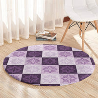 Lavender Manta Ray Hawaiian Quilt Motif Round Carpet
