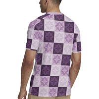 Lavender Manta Ray Hawaiian Quilt Motif Rugby Jersey