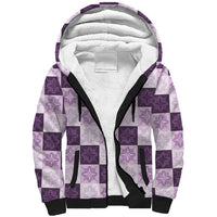 Lavender Manta Ray Hawaiian Quilt Motif Sherpa Hoodie