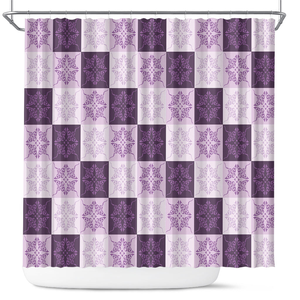 Lavender Manta Ray Hawaiian Quilt Motif Shower Curtain