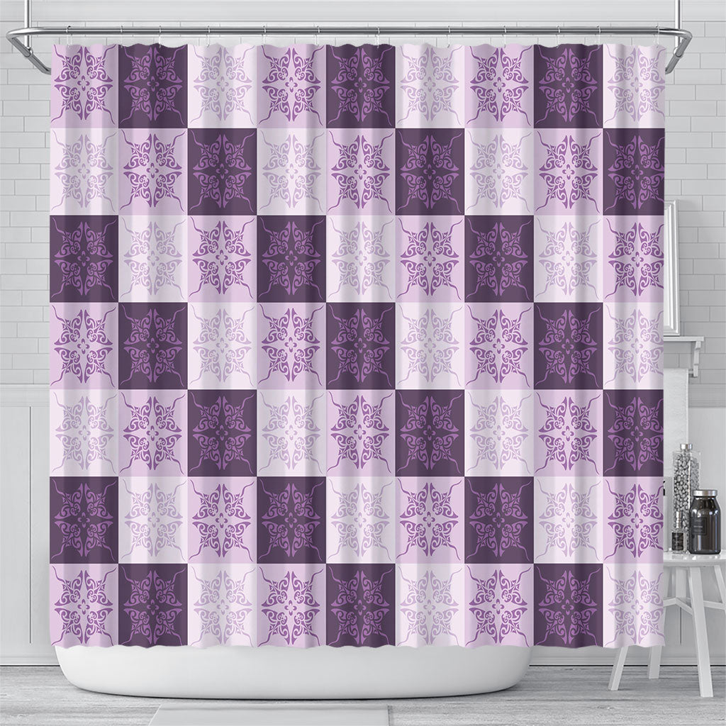 Lavender Manta Ray Hawaiian Quilt Motif Shower Curtain