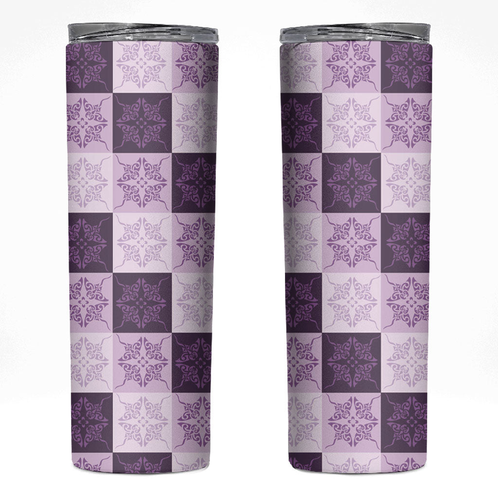 Lavender Manta Ray Hawaiian Quilt Motif Skinny Tumbler