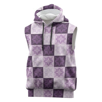 Lavender Manta Ray Hawaiian Quilt Motif Sleeveless Hoodie