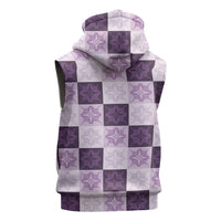 Lavender Manta Ray Hawaiian Quilt Motif Sleeveless Hoodie