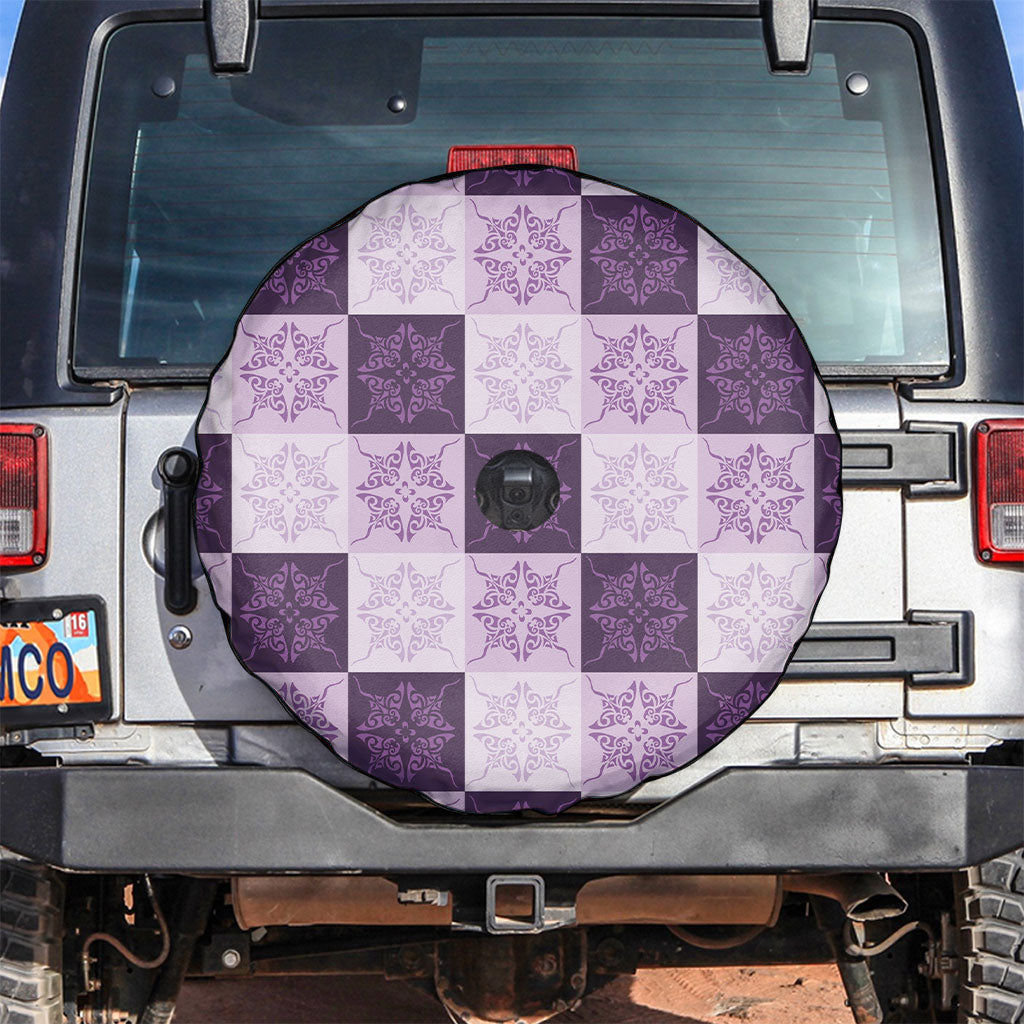 Lavender Manta Ray Hawaiian Quilt Motif Spare Tire Cover