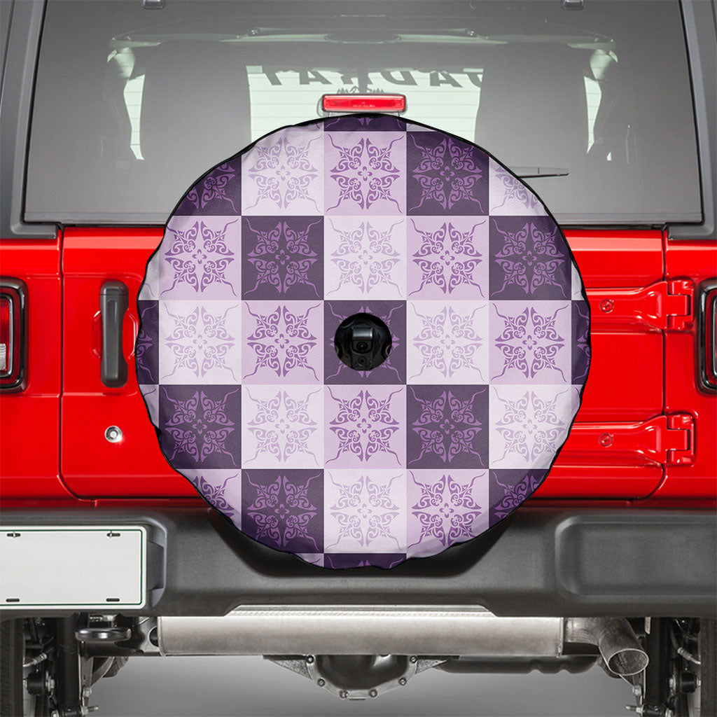 Lavender Manta Ray Hawaiian Quilt Motif Spare Tire Cover