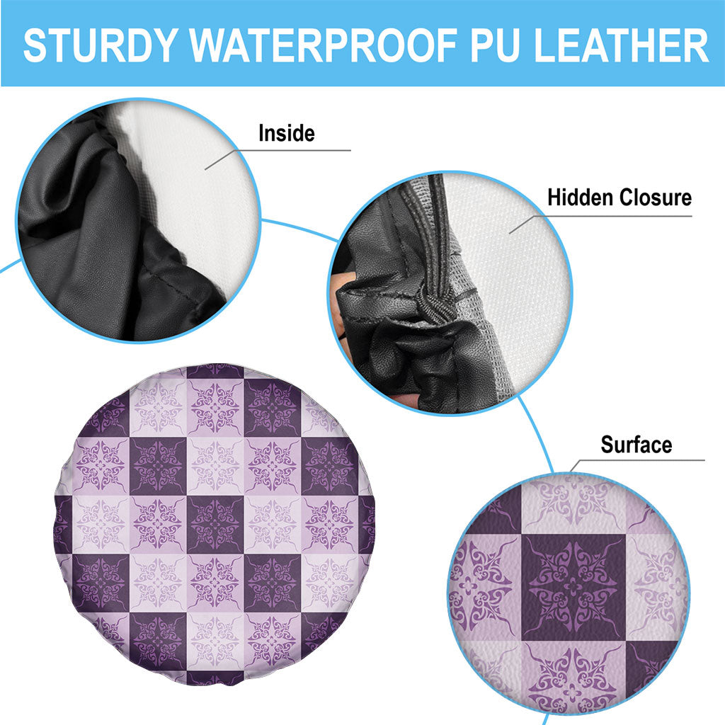 Lavender Manta Ray Hawaiian Quilt Motif Spare Tire Cover