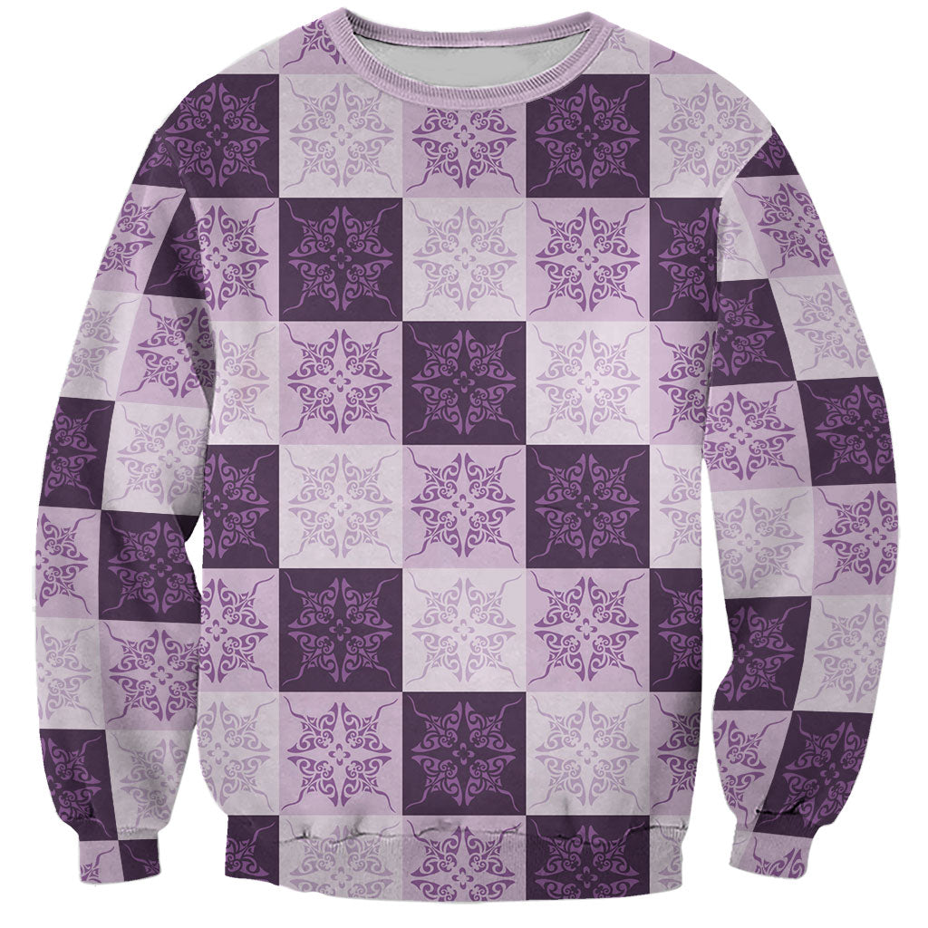 Lavender Manta Ray Hawaiian Quilt Motif Sweatshirt