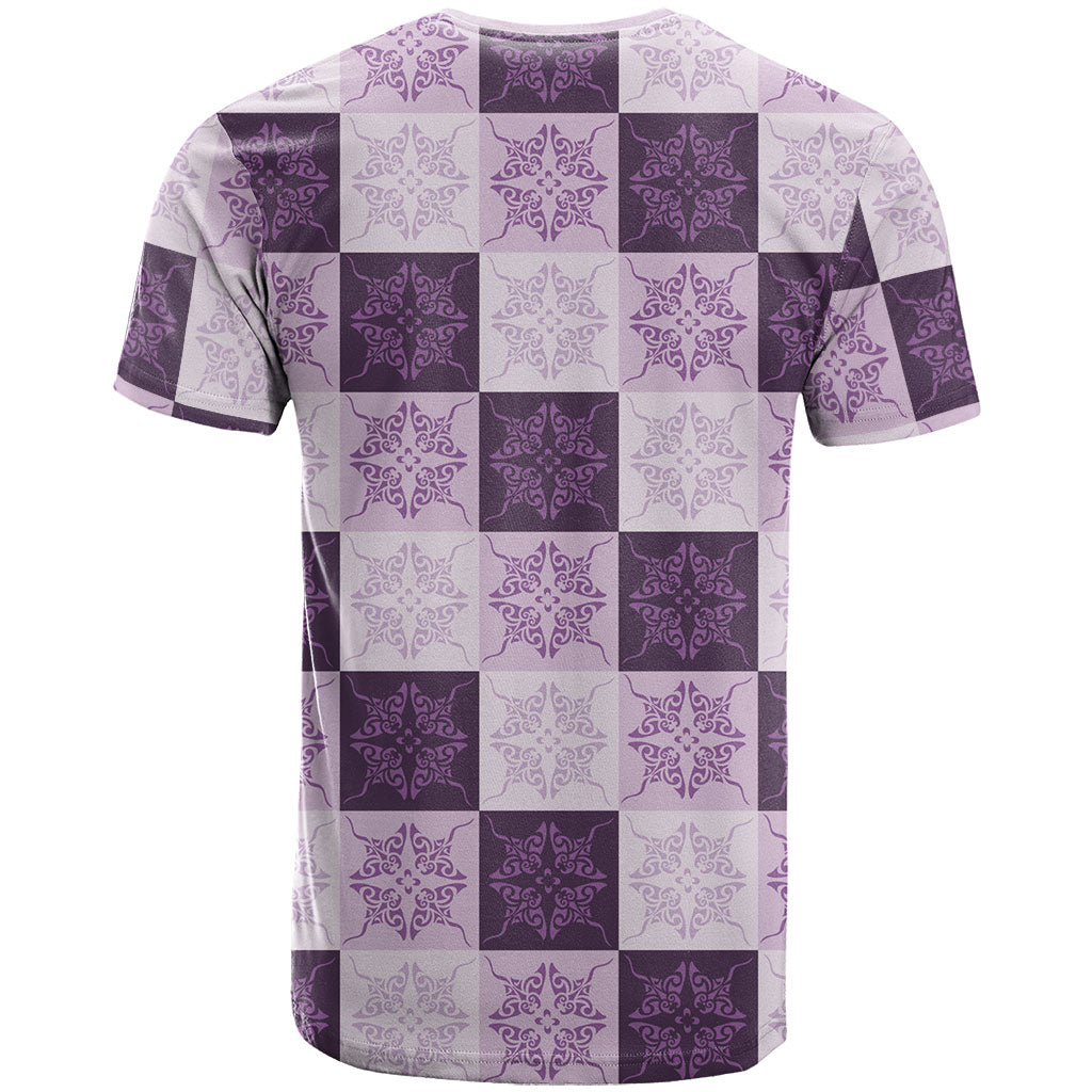 Lavender Manta Ray Hawaiian Quilt Motif T Shirt