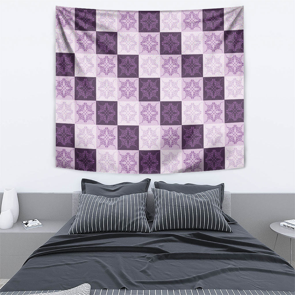 Lavender Manta Ray Hawaiian Quilt Motif Tapestry