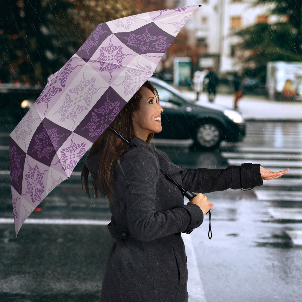 Lavender Manta Ray Hawaiian Quilt Motif Umbrella