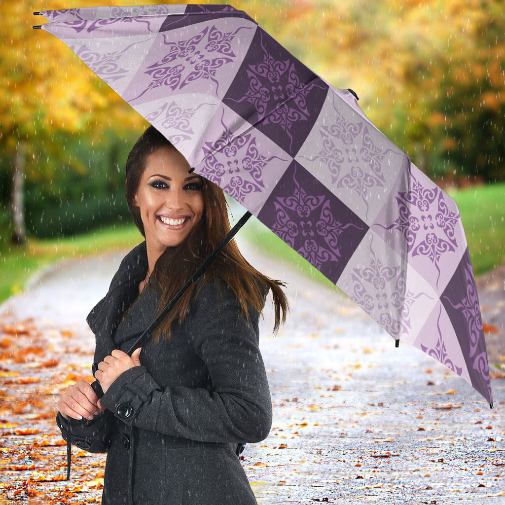 Lavender Manta Ray Hawaiian Quilt Motif Umbrella