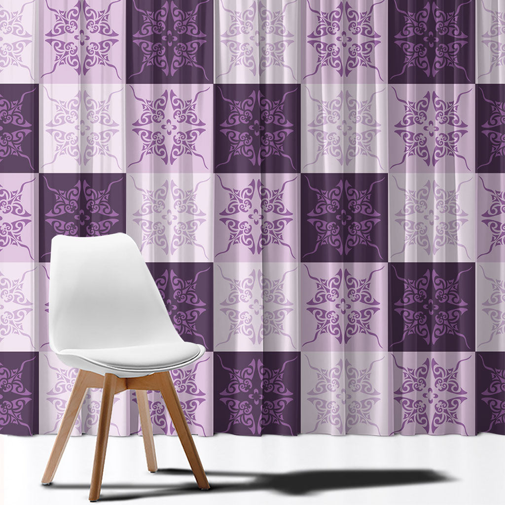 Lavender Manta Ray Hawaiian Quilt Motif Window Curtain