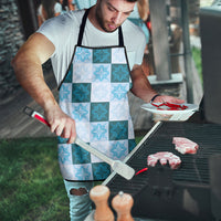 Cyan Manta Ray Hawaiian Quilt Motif Apron