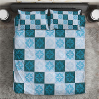 Cyan Manta Ray Hawaiian Quilt Motif Bedding Set