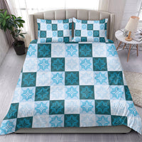Cyan Manta Ray Hawaiian Quilt Motif Bedding Set