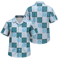 Cyan Manta Ray Hawaiian Quilt Motif Family Matching Tank Maxi Dress and Hawaiian Shirt