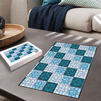 Cyan Manta Ray Hawaiian Quilt Motif Puzzle