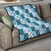 Cyan Manta Ray Hawaiian Quilt Motif Quilt