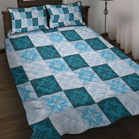 Cyan Manta Ray Hawaiian Quilt Motif Quilt Bed Set