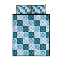 Cyan Manta Ray Hawaiian Quilt Motif Quilt Bed Set