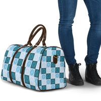 Cyan Manta Ray Hawaiian Quilt Motif Travel Bag
