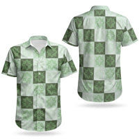 Sage Green Manta Ray Hawaiian Quilt Motif Couples Matching Tank Maxi Dress and Hawaiian Shirt