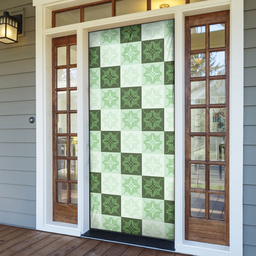 Sage Green Manta Ray Hawaiian Quilt Motif Door Cover