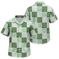 Sage Green Manta Ray Hawaiian Quilt Motif Family Matching Off Shoulder Maxi Dress and Hawaiian Shirt