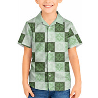Sage Green Manta Ray Hawaiian Quilt Motif Hawaiian Shirt