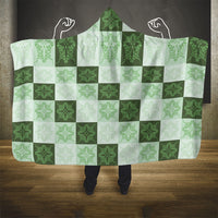 Sage Green Manta Ray Hawaiian Quilt Motif Hooded Blanket