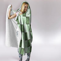 Sage Green Manta Ray Hawaiian Quilt Motif Hooded Blanket