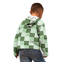 Sage Green Manta Ray Hawaiian Quilt Motif Kid Hoodie