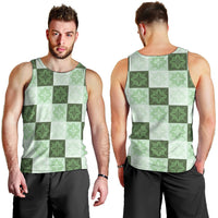 Sage Green Manta Ray Hawaiian Quilt Motif Men Tank Top