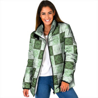 Sage Green Manta Ray Hawaiian Quilt Motif Padded Jacket