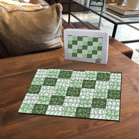 Sage Green Manta Ray Hawaiian Quilt Motif Puzzle