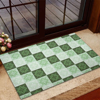 Sage Green Manta Ray Hawaiian Quilt Motif Rubber Doormat