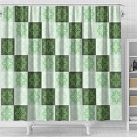 Sage Green Manta Ray Hawaiian Quilt Motif Shower Curtain