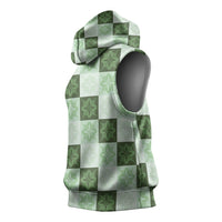 Sage Green Manta Ray Hawaiian Quilt Motif Sleeveless Hoodie