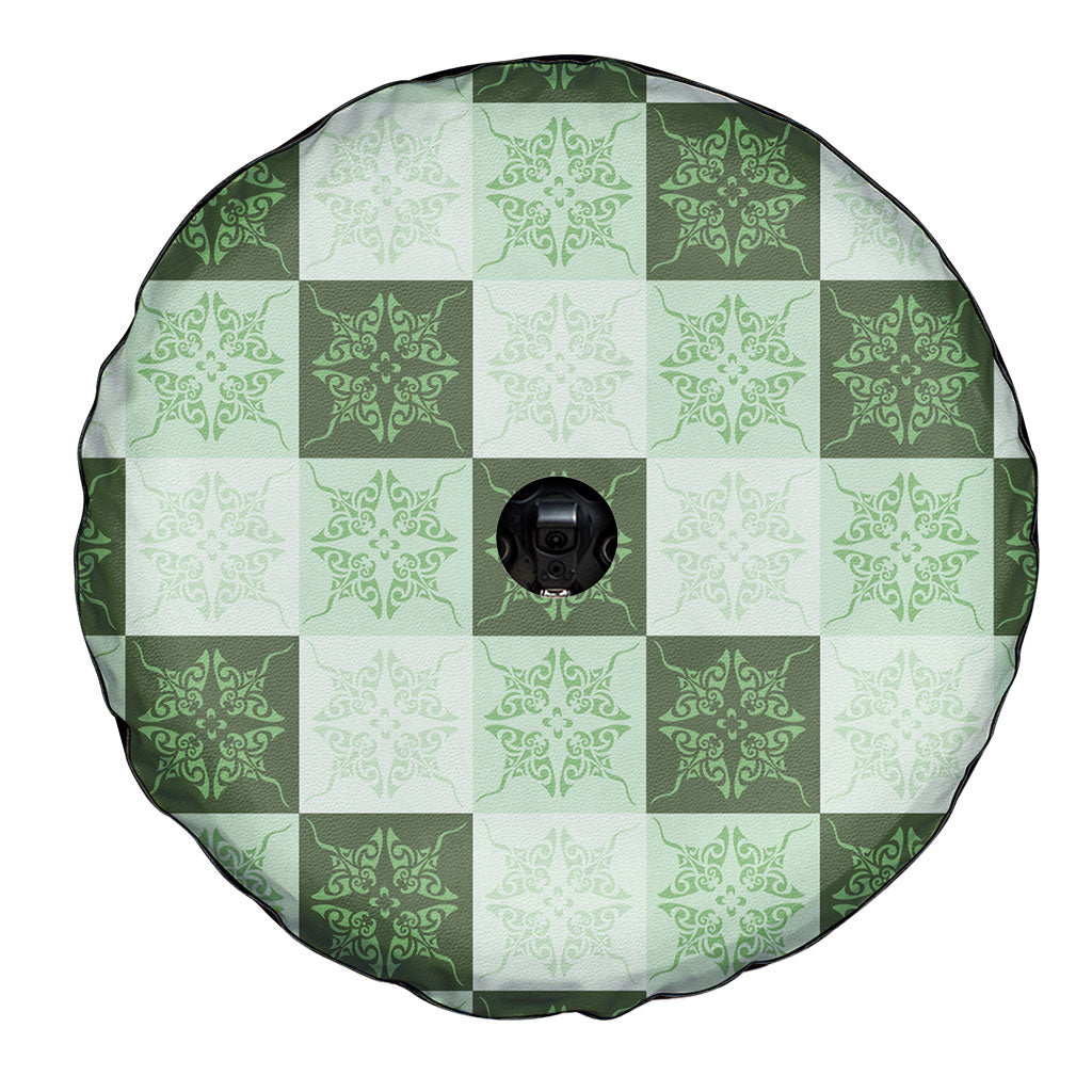 Sage Green Manta Ray Hawaiian Quilt Motif Spare Tire Cover