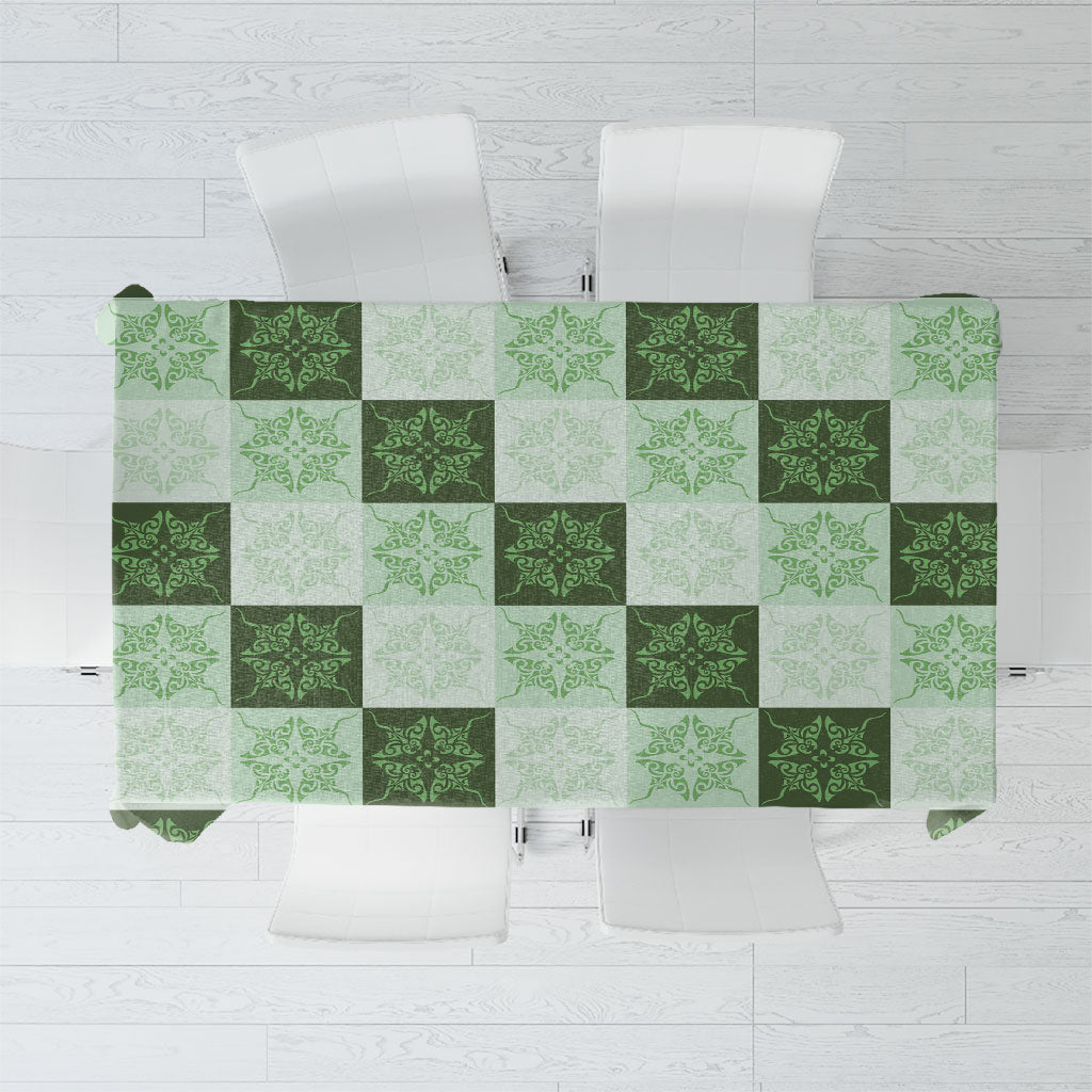 Sage Green Manta Ray Hawaiian Quilt Motif Tablecloth