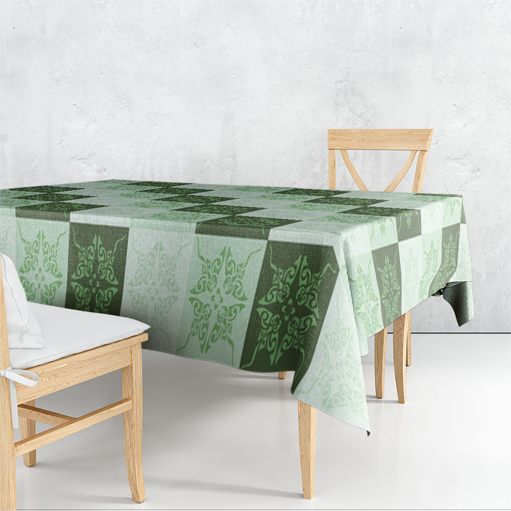 Sage Green Manta Ray Hawaiian Quilt Motif Tablecloth