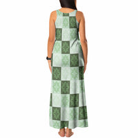 Sage Green Manta Ray Hawaiian Quilt Motif Tank Maxi Dress