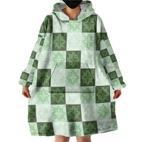 Sage Green Manta Ray Hawaiian Quilt Motif Wearable Blanket Hoodie
