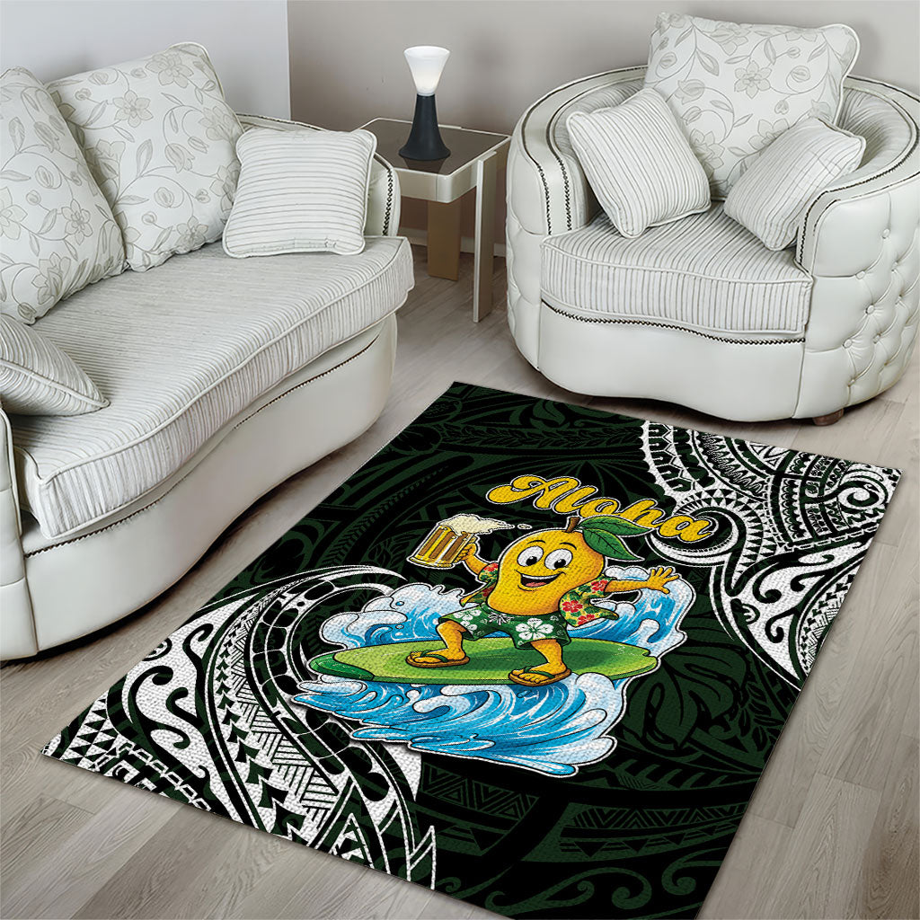 Aloha Hawaii Mango Surfing Area Rug Polynesian Style