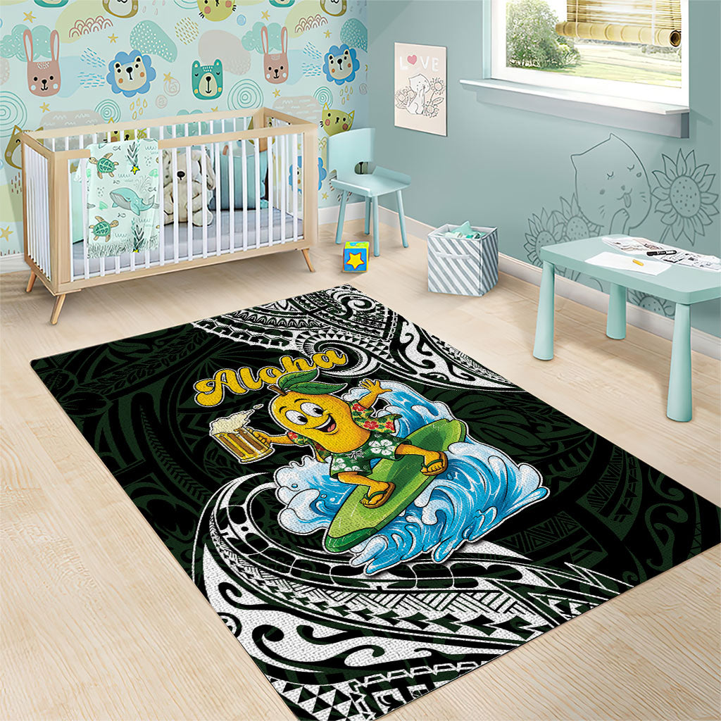 Aloha Hawaii Mango Surfing Area Rug Polynesian Style