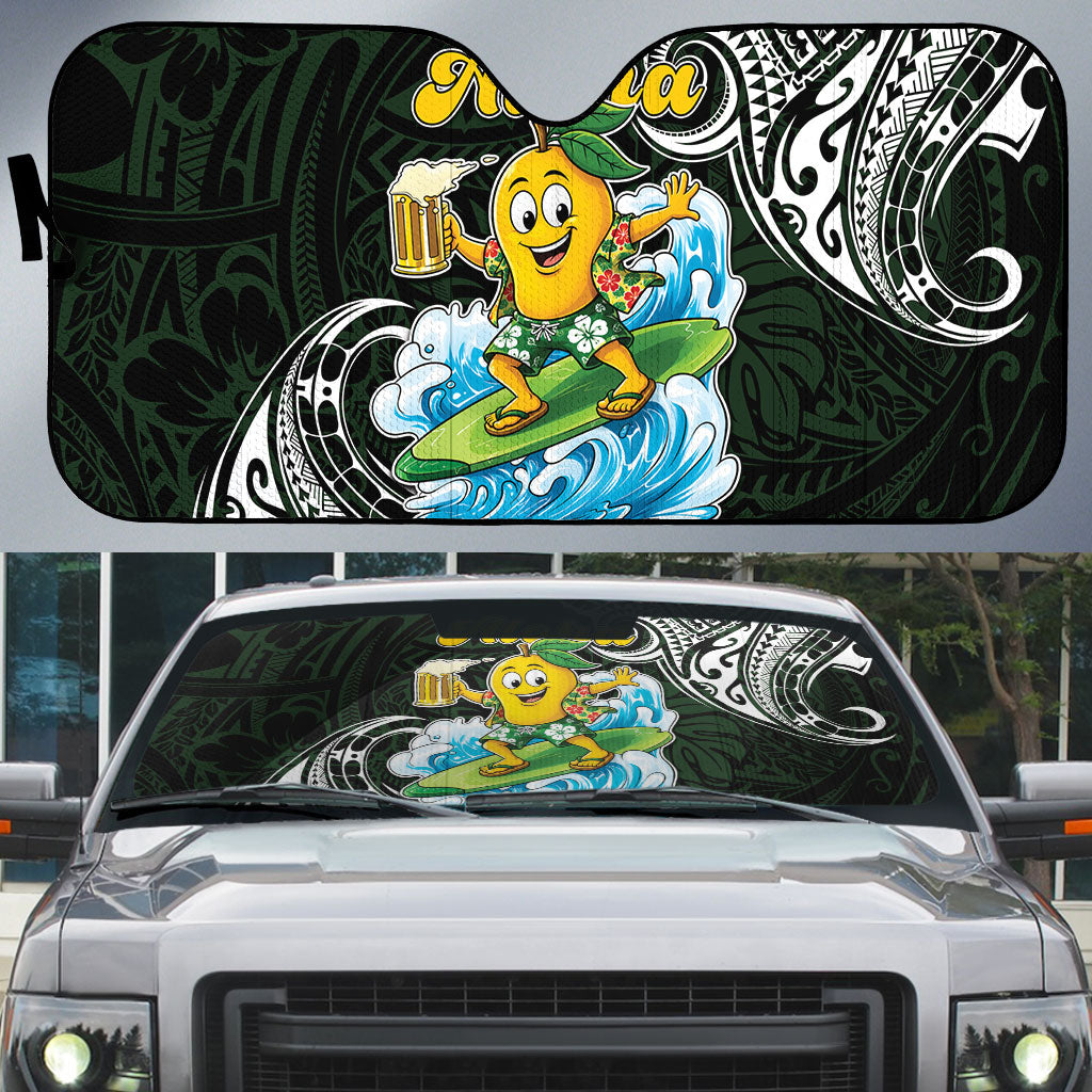 Aloha Hawaii Mango Surfing Auto Sun Shade Polynesian Style