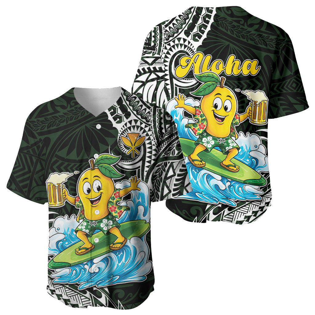 Aloha Hawaii Mango Surfing Baseball Jersey Polynesian Style